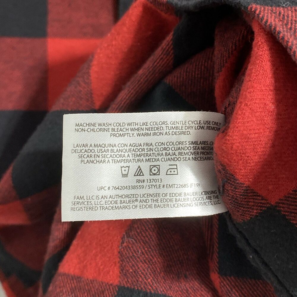 Eddie Bauer Shirt Men’s M Black Red Buffalo Check Plaid Flannel Gorpcore Cozy - Picture 11 of 11